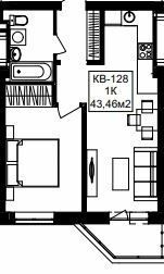 1-комнатная 43.46 м² в ЖК Янтарный от 25 650 грн/м², Днепр