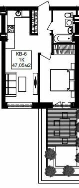 1-комнатная 47.05 м² в ЖК Янтарный от 18 850 грн/м², Днепр