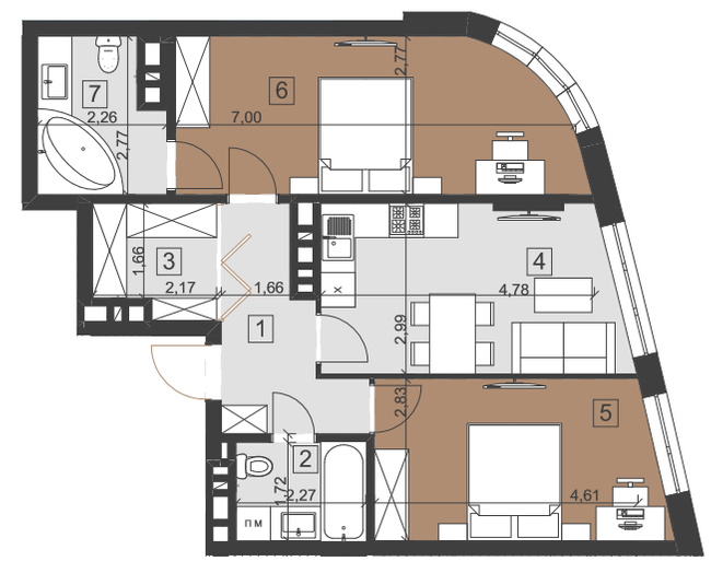 2-комнатная 67.9 м² в ЖК Парус City от 26 450 грн/м², Львов