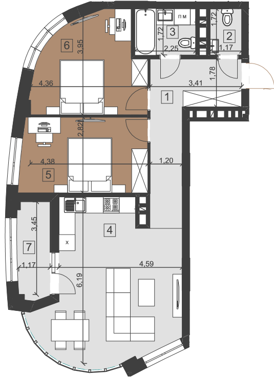 2-комнатная 76.4 м² в ЖК Парус City от 26 450 грн/м², Львов