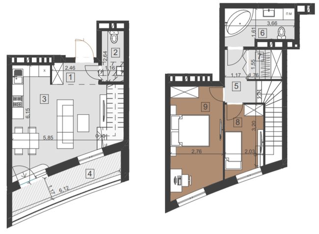 Дворівнева 68.5 м² в ЖК Парус City від 26 450 грн/м², Львів