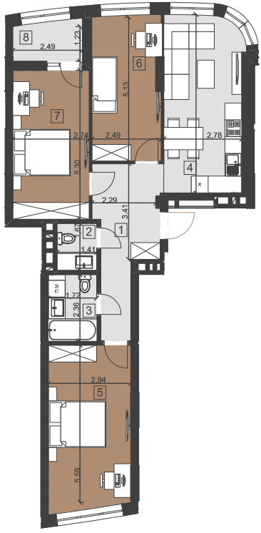 3-комнатная 82.8 м² в ЖК Парус City от 26 450 грн/м², Львов