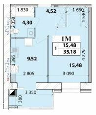 1-кімнатна 35.18 м² в ЖК Масани Лісовий від 16 200 грн/м², Чернігів