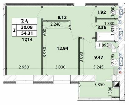 2-кімнатна 54.31 м² в ЖК Масани Лісовий від 15 000 грн/м², Чернігів