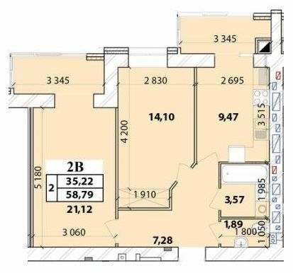 2-кімнатна 58.79 м² в ЖК Масани Лісовий від 16 200 грн/м², Чернігів