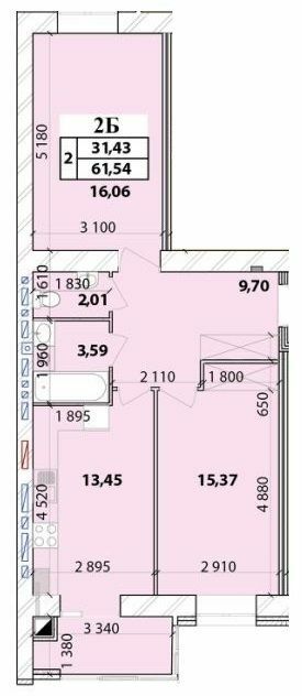 2-кімнатна 61.54 м² в ЖК Масани Лісовий від 16 200 грн/м², Чернігів