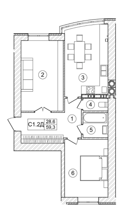 2-комнатная 59.3 м² в ЖК Bavaria City от 22 148 грн/м², с. Крюковщина