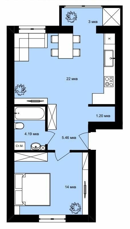 1-комнатная 50 м² в ЖК Вилла Валенсия от 15 100 грн/м², г. Винники