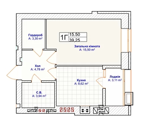 1-комнатная 39.25 м² в ЖК Grand Country Irpin от 22 050 грн/м², г. Ирпень