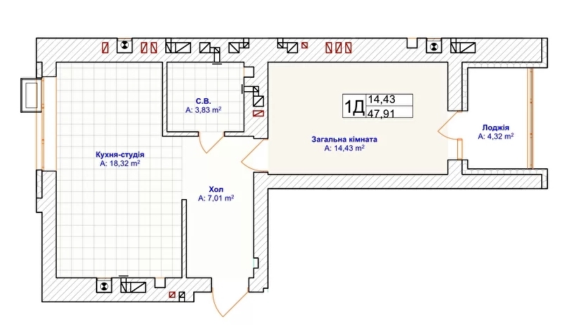 1-комнатная 47.91 м² в ЖК Grand Country Irpin от 22 050 грн/м², г. Ирпень