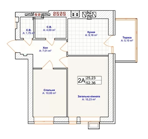 2-кімнатна 52.36 м² в ЖК Grand Country Irpin від 24 500 грн/м², м. Ірпінь