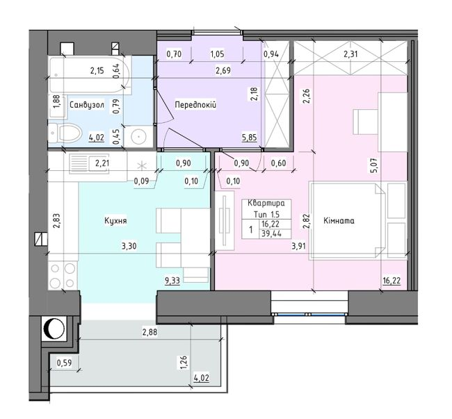 1-комнатная 39.44 м² в ЖК Барви от 9 700 грн/м², Хмельницкий