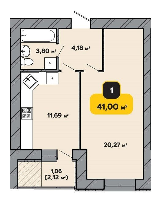 1-комнатная 41 м² в ЖК Студенческий от 16 500 грн/м², Хмельницкий