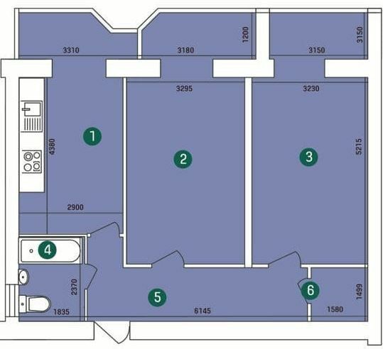 2-комнатная 77.01 м² в ЖК Заречный от 12 400 грн/м², Сумы