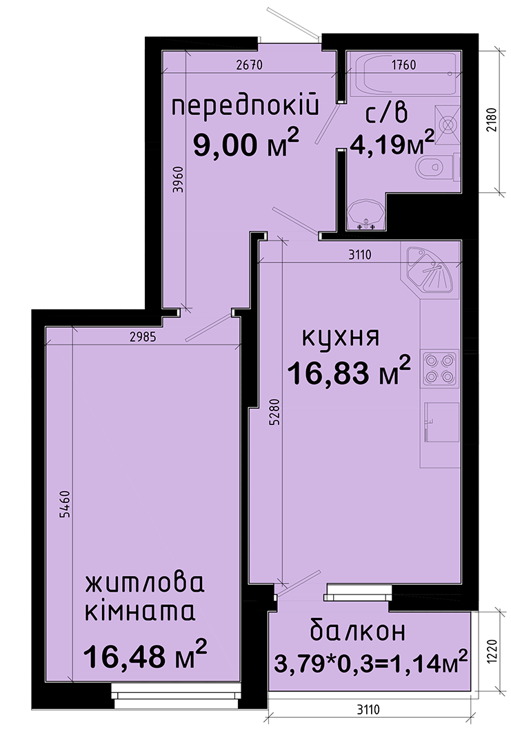 1-комнатная 47.64 м² в ЖК Авеню 42 от 48 000 грн/м², Киев
