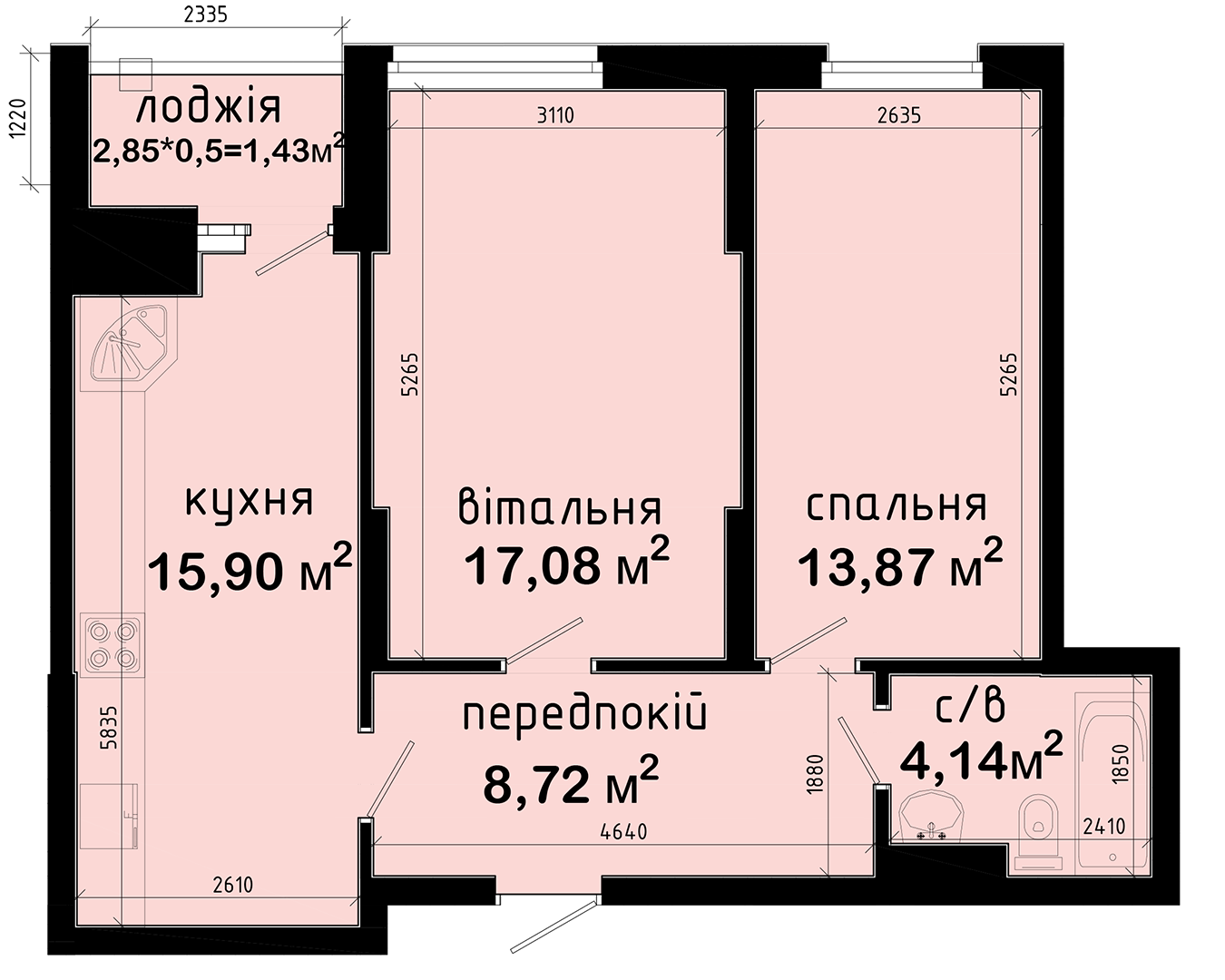 2-кімнатна 61.14 м² в ЖК Авеню 42 від 28 130 грн/м², Київ