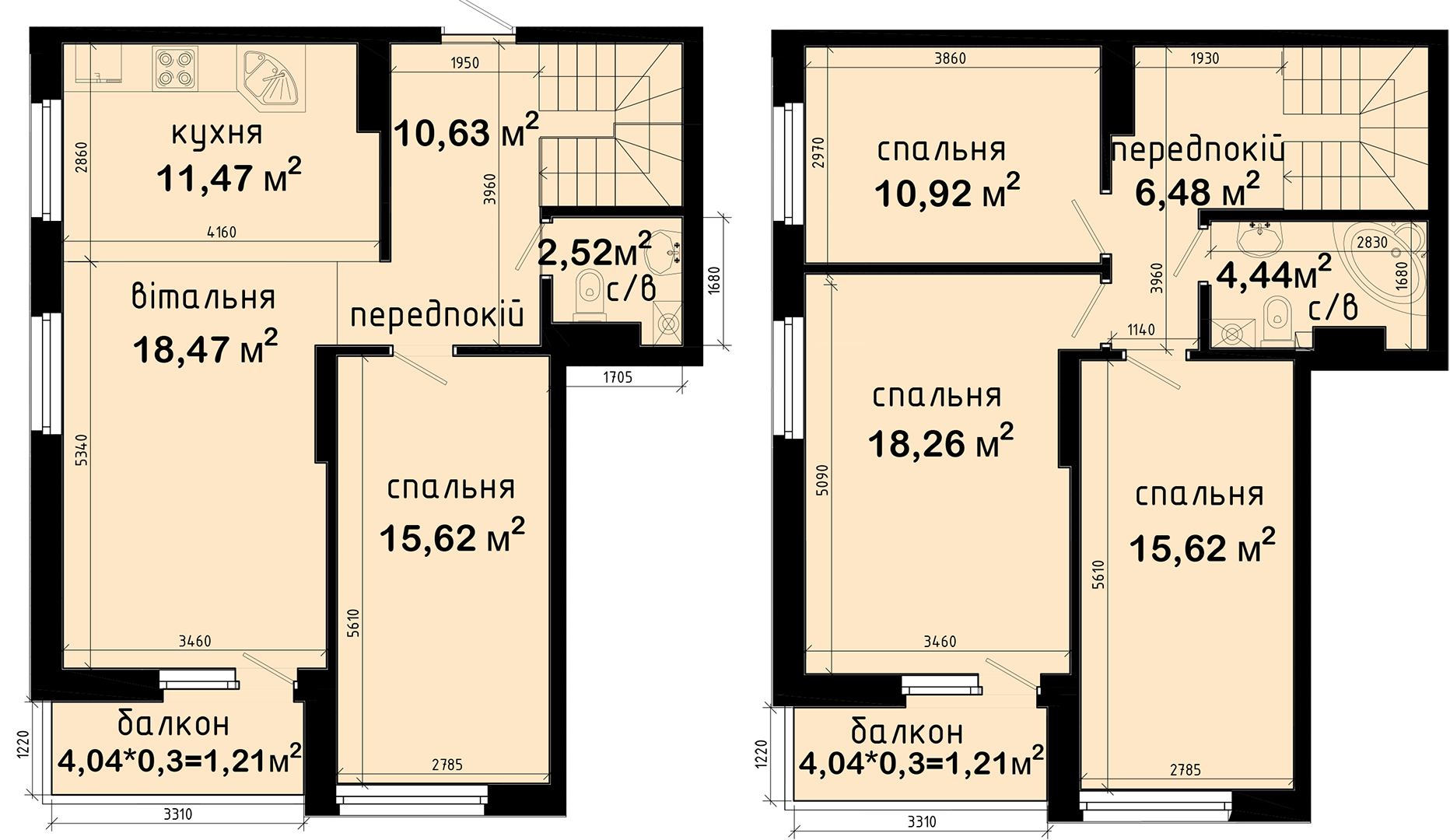 Двухуровневая 116.85 м² в ЖК Авеню 42 от 36 960 грн/м², Киев