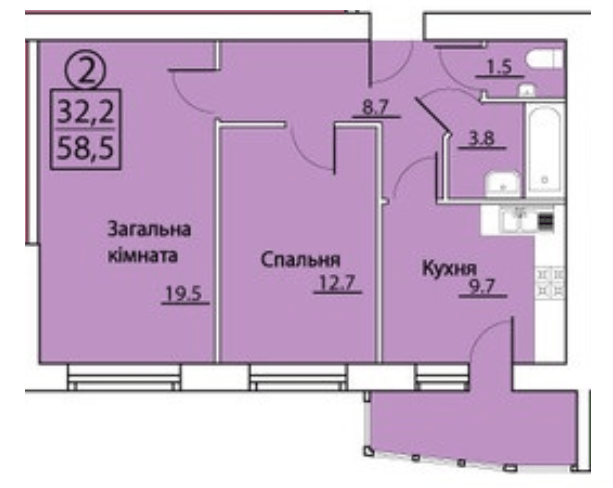 2-комнатная 58.5 м² в ЖК на просп. Грушевского, 50 от 12 000 грн/м², г. Каменец-Подольский