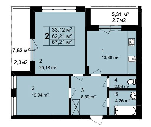 2-кімнатна 67.21 м² в ЖК Q-6 "Quoroom Perfect Town" від 28 250 грн/м², Львів