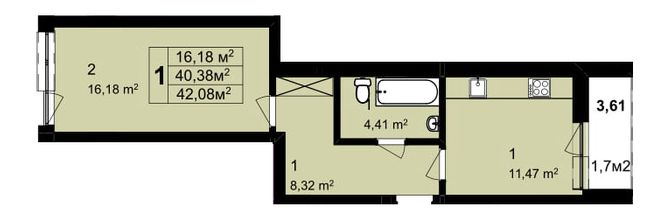 1-комнатная 42.08 м² в ЖК Q-6 "Quoroom Perfect Town" от 31 050 грн/м², Львов