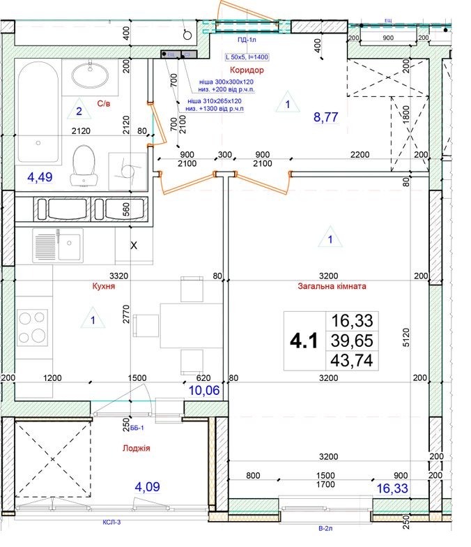 1-кімнатна 43.74 м² в ЖК Олімпійський від 22 100 грн/м², м. Бровари