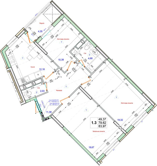 3-комнатная 83.97 м² в ЖК Олимпийский от 18 000 грн/м², г. Бровары