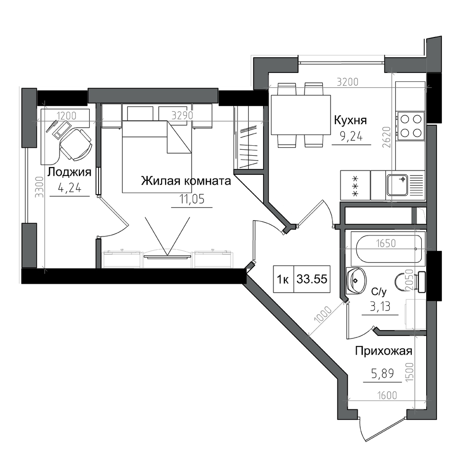 1-кімнатна 33.55 м² в ЖМ ARTVILLE від 22 900 грн/м², смт Авангард