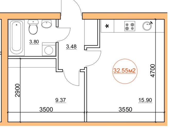 1-комнатная 32.55 м² в ЖК Петровский от 18 250 грн/м², с. Святопетровское