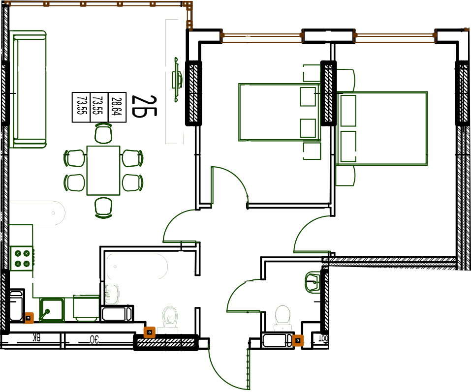 2-кімнатна 73.55 м² в ЖК DERBY Style House від 27 250 грн/м², Одеса