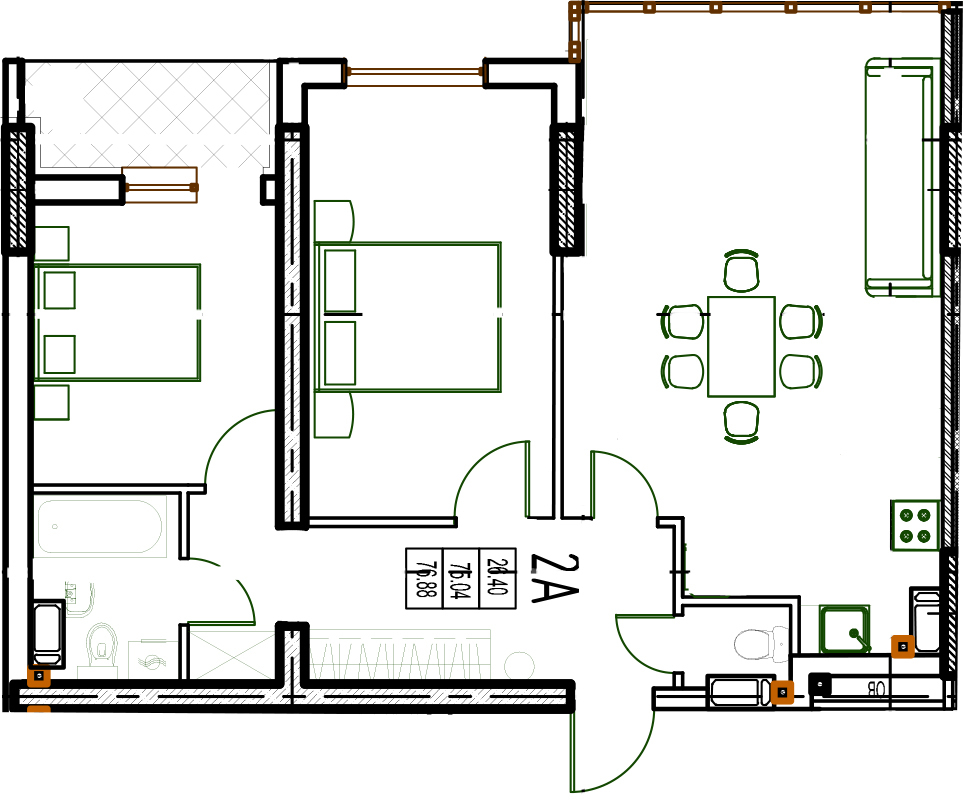 2-кімнатна 76.88 м² в ЖК DERBY Style House від 23 100 грн/м², Одеса