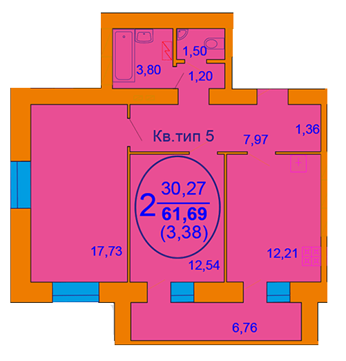 2-кімнатна 61.69 м² в ЖК Софія Київська від 15 000 грн/м², с. Софіївська Борщагівка