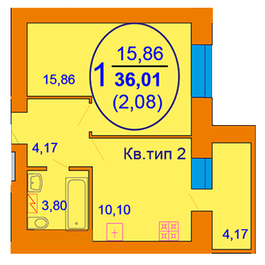 1-комнатная 36.01 м² в ЖК София Киевская от 15 800 грн/м², с. Софиевская Борщаговка