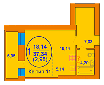 1-комнатная 37.34 м² в ЖК София Киевская от 15 800 грн/м², с. Софиевская Борщаговка