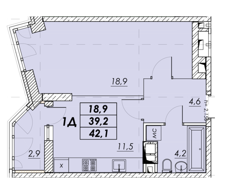 1-кімнатна 42.1 м² в ЖК Прохоровський квартал від 24 700 грн/м², Одеса