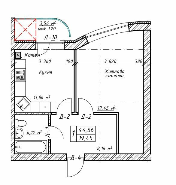 1-комнатная 44.66 м² в ЖК Гранд Парк от 19 000 грн/м², г. Бровары