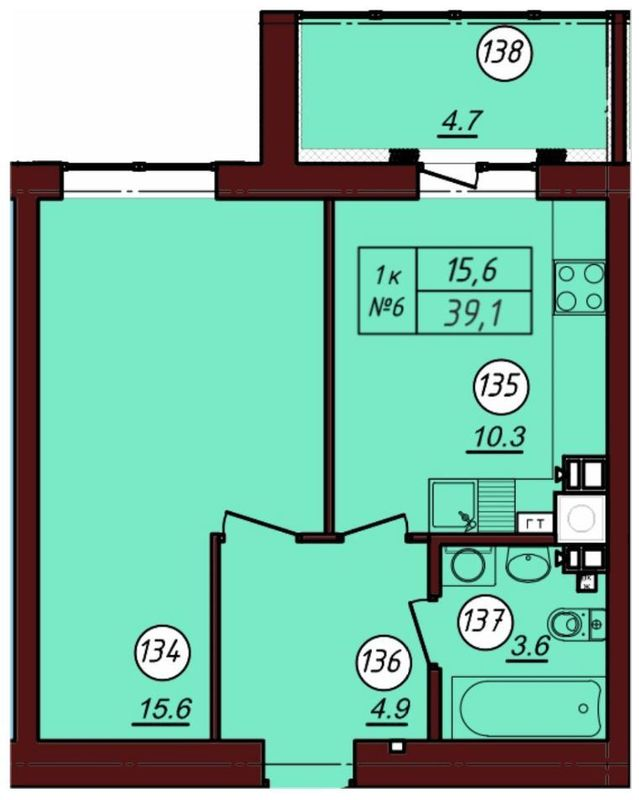 1-комнатная 39.1 м² в ЖК Соборный от 20 600 грн/м², г. Фастов