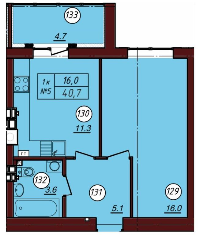 1-кімнатна 40.7 м² в ЖК Соборний від 20 750 грн/м², м. Фастів