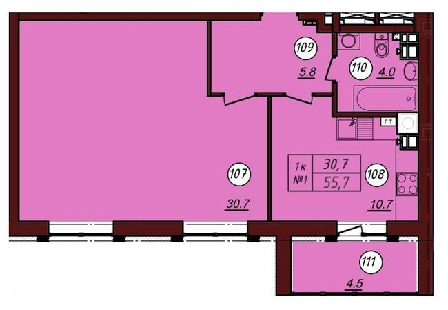 1-кімнатна 55.7 м² в ЖК Соборний від 20 600 грн/м², м. Фастів