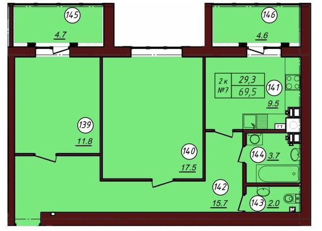 2-кімнатна 69.5 м² в ЖК Соборний від 20 600 грн/м², м. Фастів