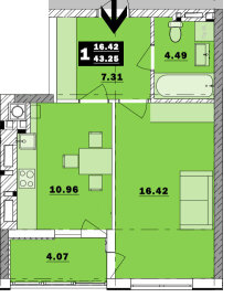 1-кімнатна 43.25 м² в ЖК Обухівський ключ від 17 000 грн/м², м. Обухів