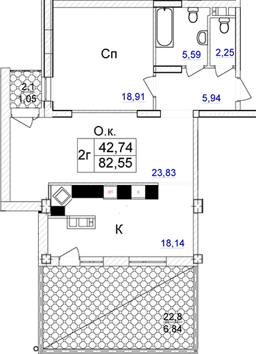 2-кімнатна 82.55 м² в ЖК Ясна Поляна від 46 150 грн/м², Одеса