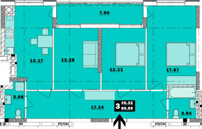 3-кімнатна 89.59 м² в ЖК Обухівський ключ від 17 500 грн/м², м. Обухів