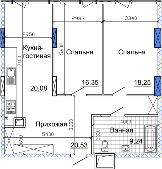 2-комнатная 86.67 м² в ЖК Nebo от 40 200 грн/м², Днепр