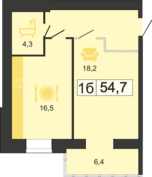 1-кімнатна 54.7 м² в ЖК River Park від 30 750 грн/м², Дніпро