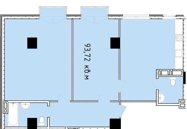 3-кімнатна 93.72 м² в ЖК Баку від 27 850 грн/м², Дніпро