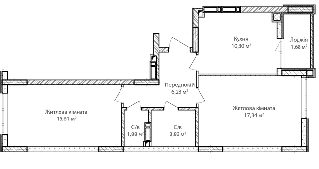 2-комнатная 58.42 м² в ЖК Синергия Сити от 24 000 грн/м², г. Ирпень