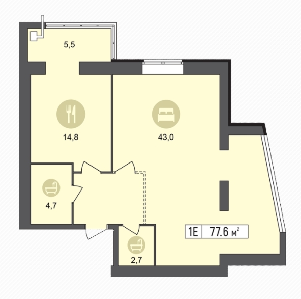 2-кімнатна 77.6 м² в ЖК Щасливий від 19 700 грн/м², Дніпро