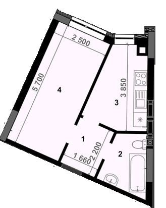 1-комнатная 31.5 м² в ЖК Антрацит от 24 281 грн/м², с. Петропавловская Борщаговка