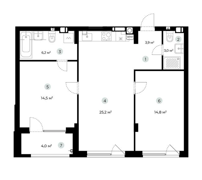 2-кімнатна 69.6 м² в ЖК PARKTOWN від 22 000 грн/м², смт Гостомель