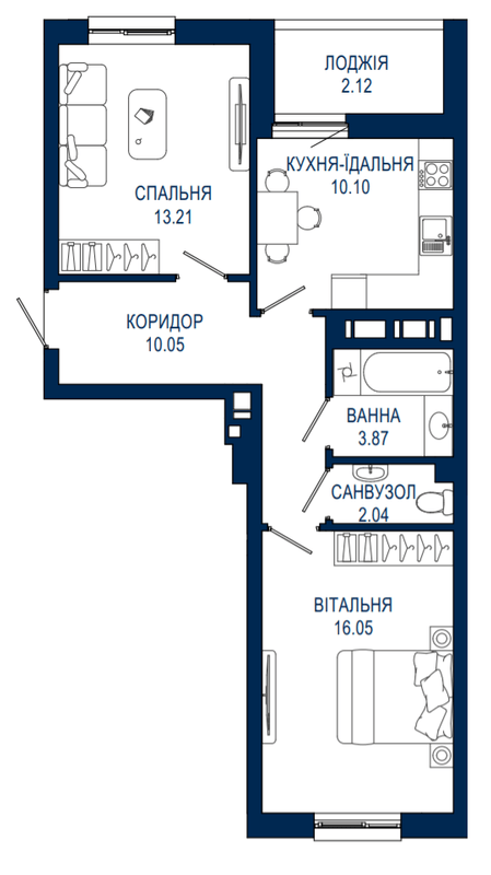 2-комнатная 57.44 м² в ЖК Viking Park от 27 900 грн/м², Львов